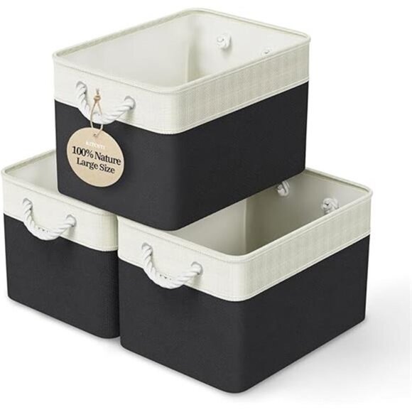 Fabric Storage Baskets for Shelves | Closet Storage Bins | Linen Cloth Baskets - Picture 8 of 8